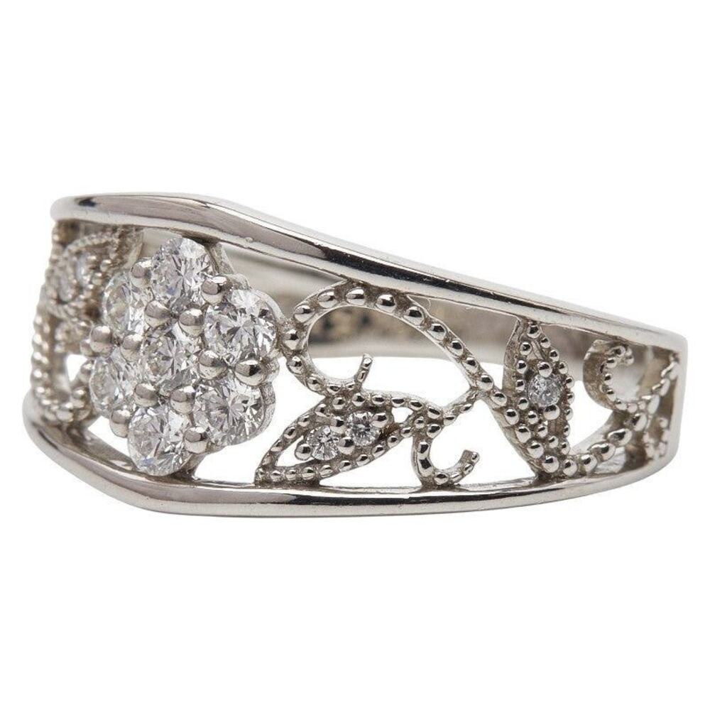 Unbranded Diamond Platinum 900 Ring Silver